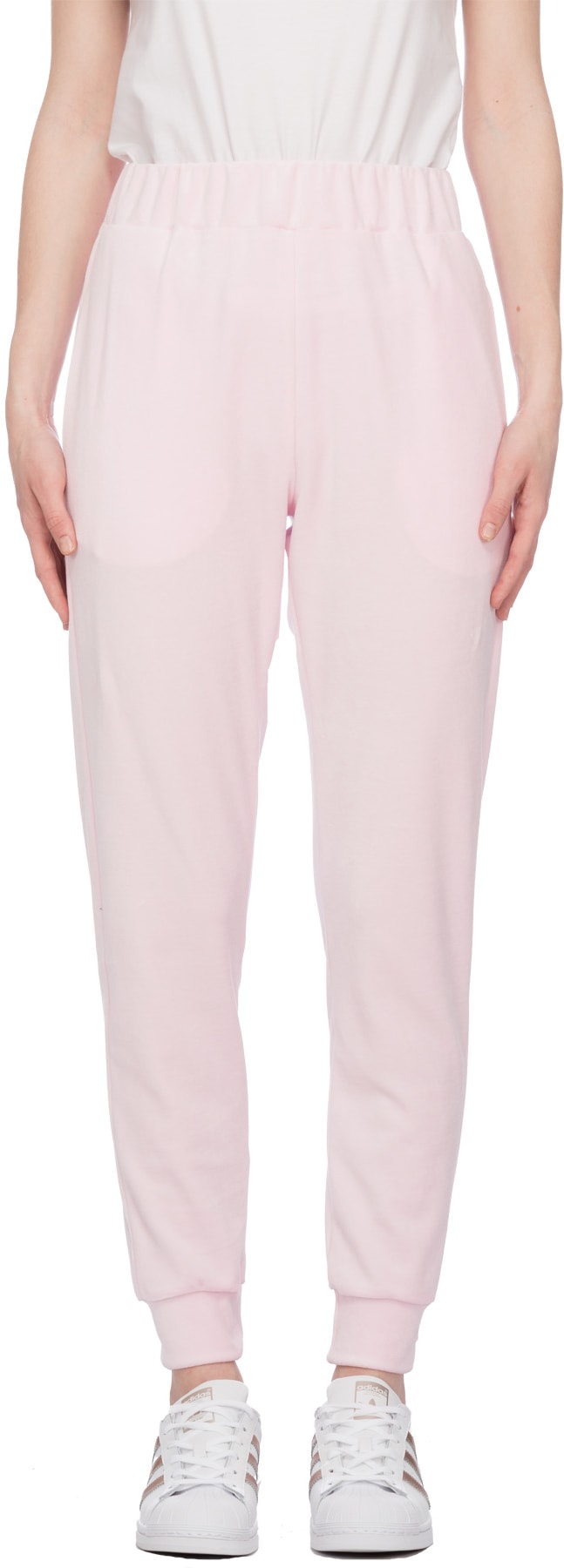 Bachour: Pink High Waisted Velour Gym Pant - 1