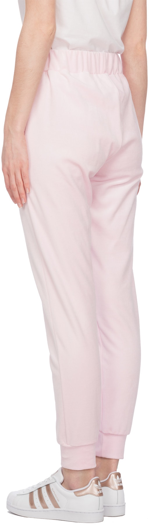 Bachour: Pink High Waisted Velour Gym Pant - 3