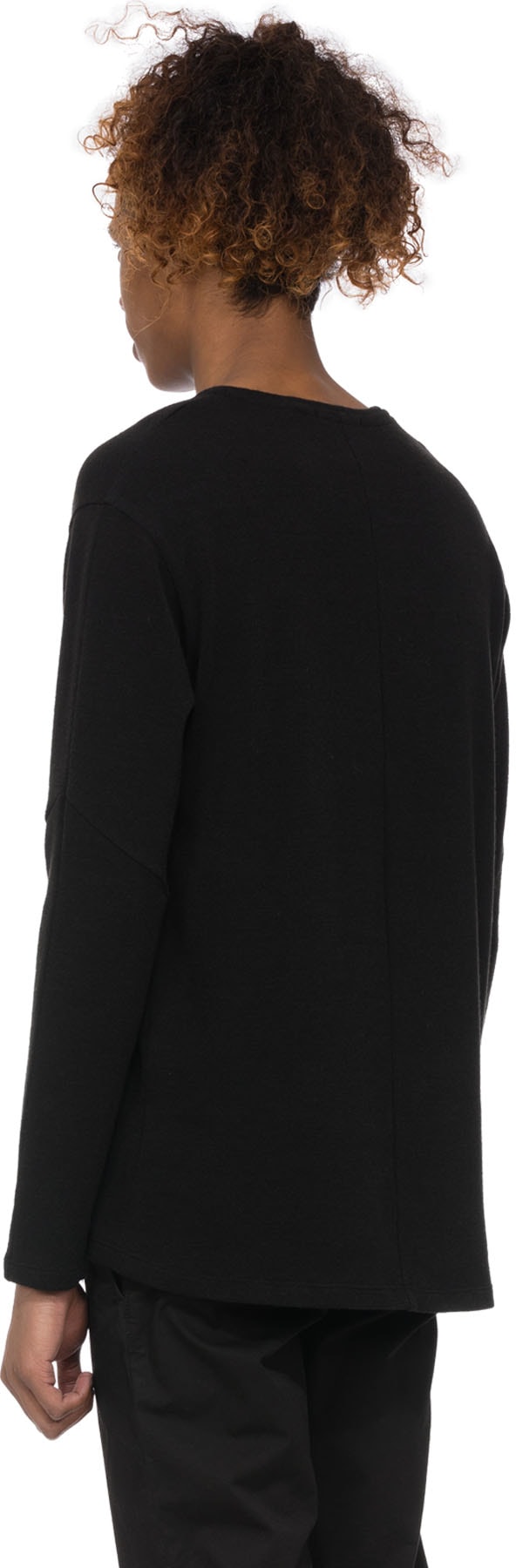 influenceu: Black Basic Ribbed Stretch Long Sleeve T-Shirt - 3