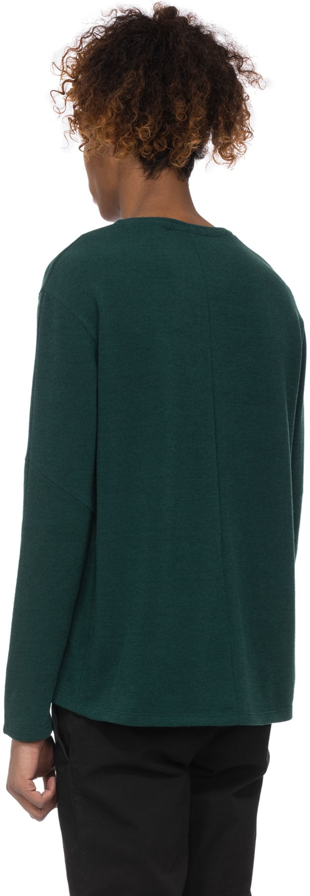 influenceu: Green Basic Ribbed Stretch Long Sleeve T-Shirt - 3