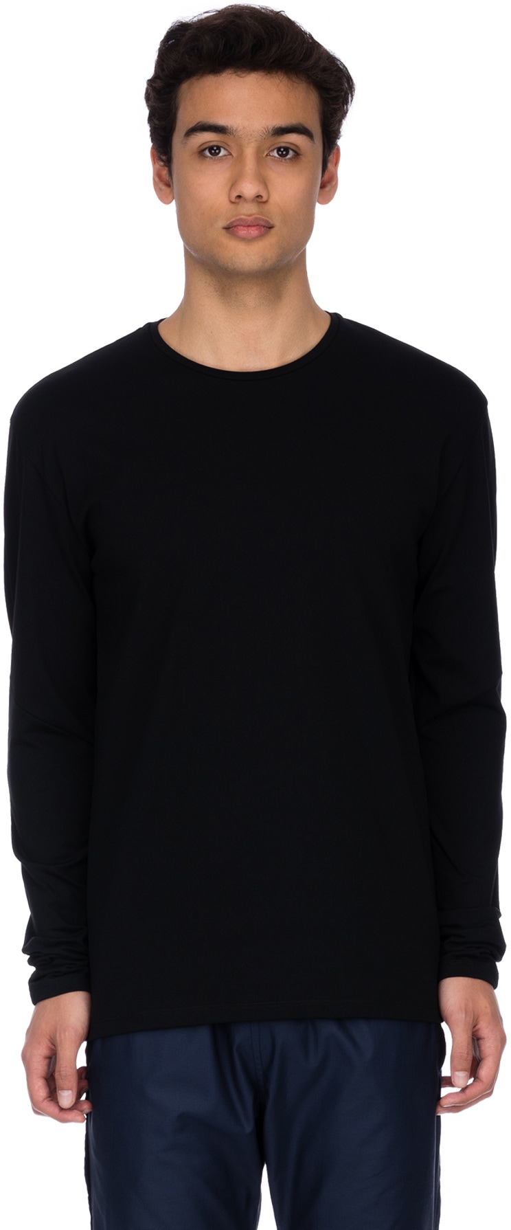 influenceu: Black Basic Stretch Long Sleeve T-Shirt - 1