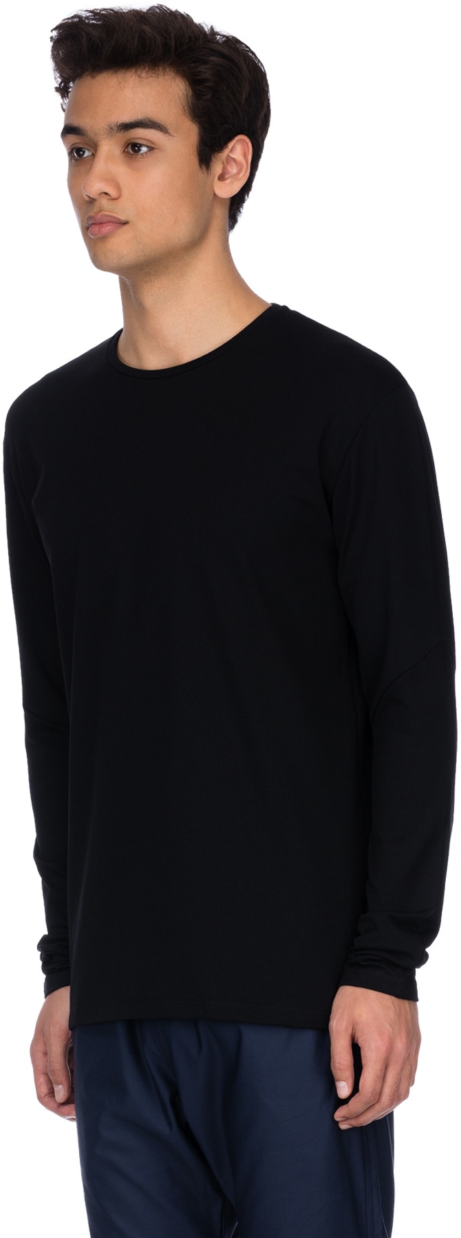 influenceu: Black Basic Stretch Long Sleeve T-Shirt - 2