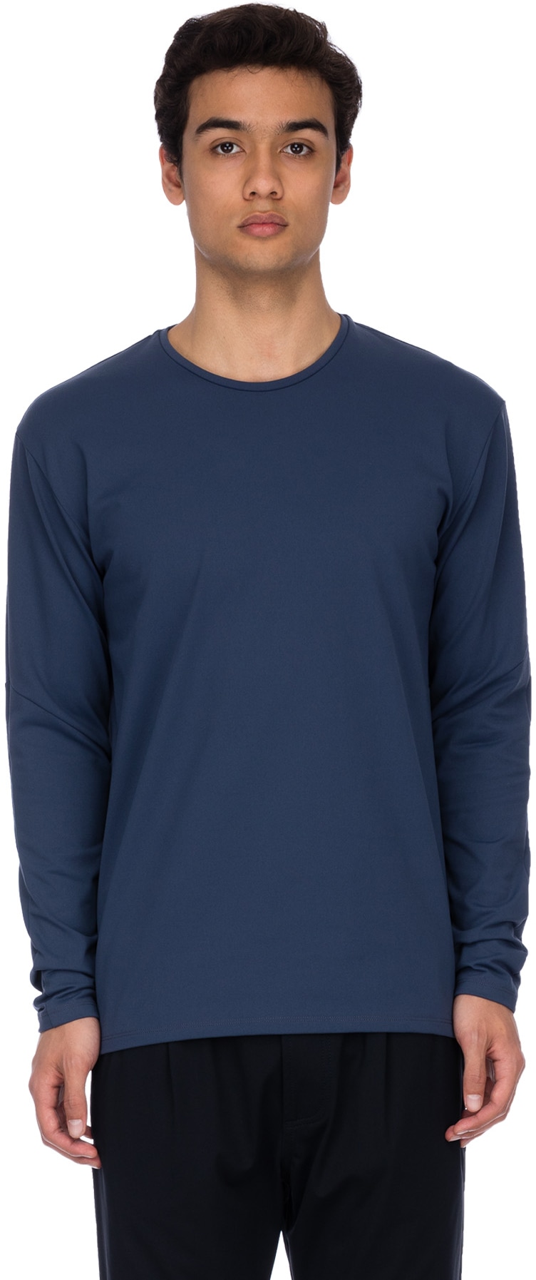 influenceu: Blue Basic Stretch Long Sleeve T-Shirt - 1