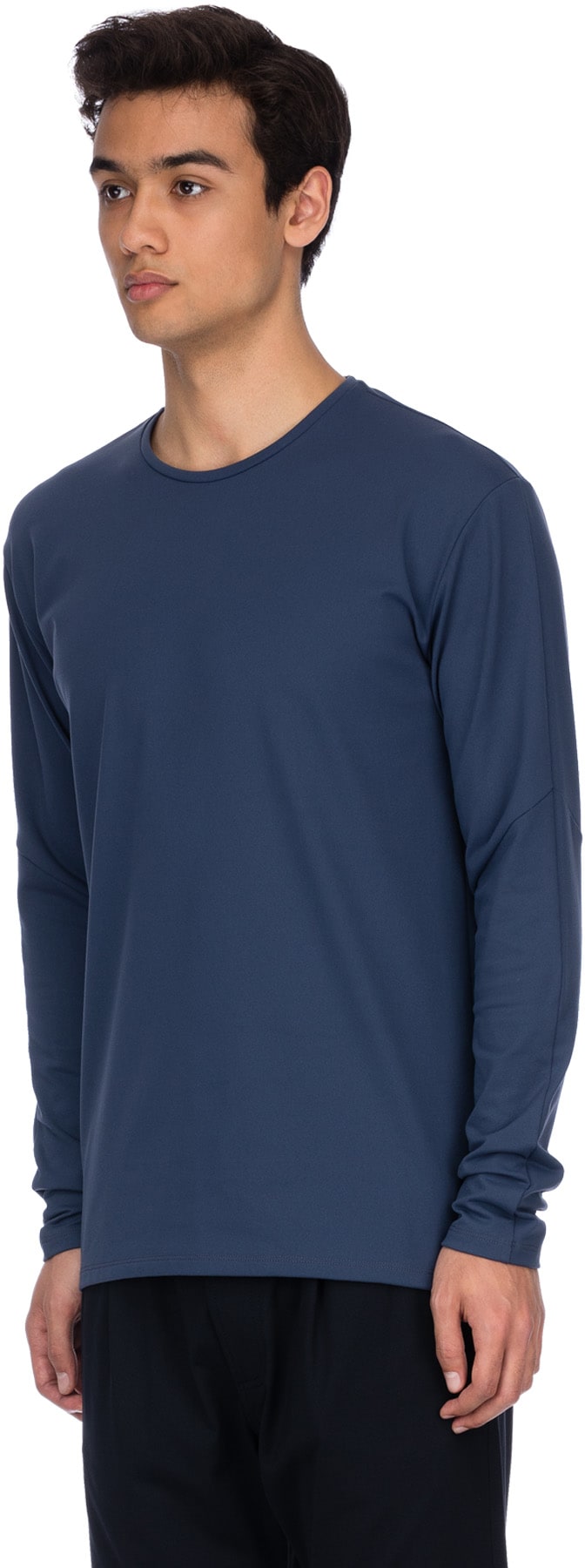 influenceu: Blue Basic Stretch Long Sleeve T-Shirt - 2