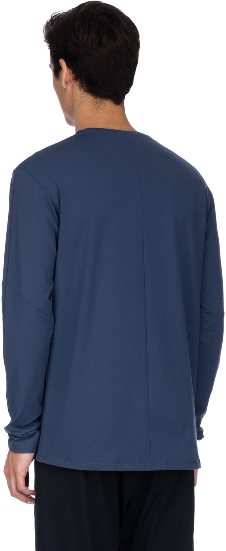 influenceu: Blue Basic Stretch Long Sleeve T-Shirt - 3