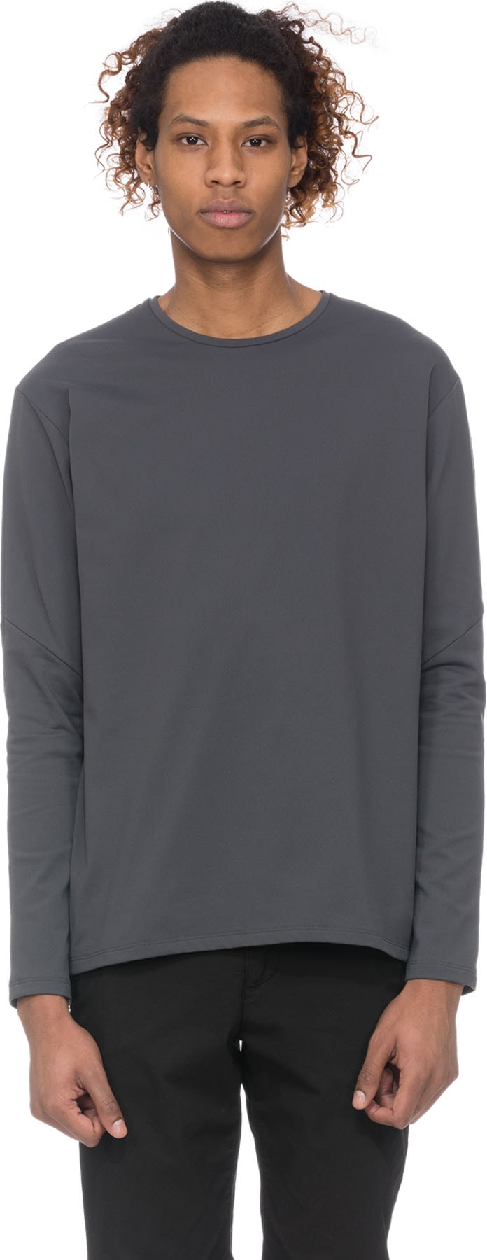 influenceu: Grey Basic Stretch Long Sleeve T-Shirt - 1