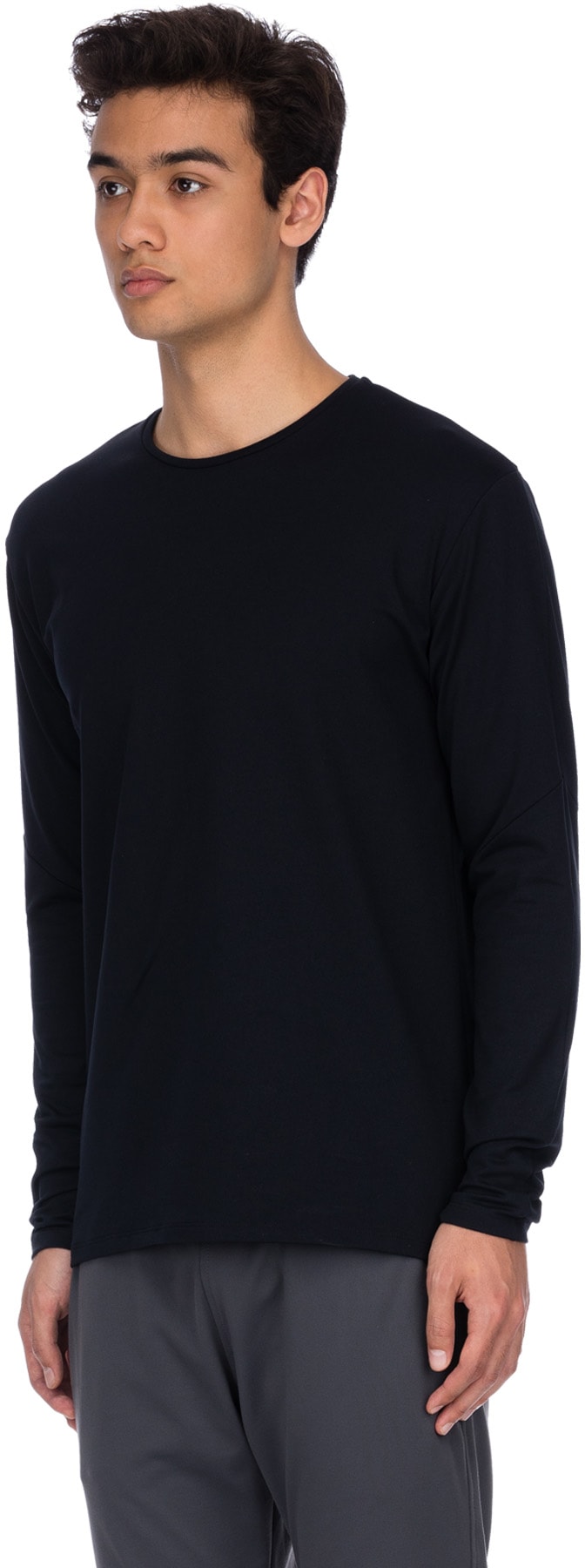 influenceu: Blue Basic Stretch Long Sleeve T-Shirt - 2