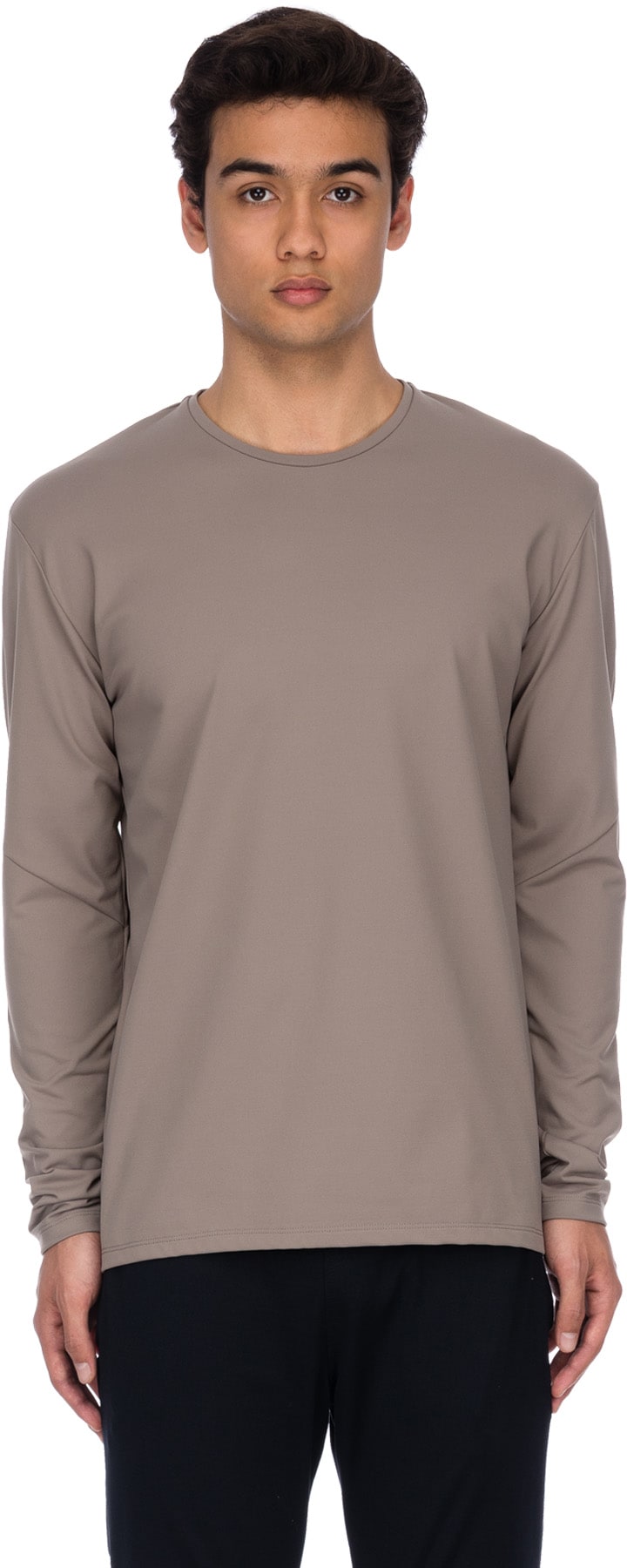 influenceu: Neutrals Basic Stretch Long Sleeve T-Shirt - 1