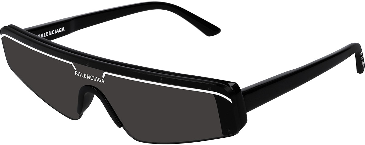 BALENCIAGA: Noir Lunettes de Soleil Rectangulaires Ski Noir - 1