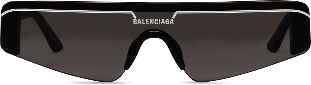 BALENCIAGA: Noir Lunettes de Soleil Rectangulaires Ski Noir - 2