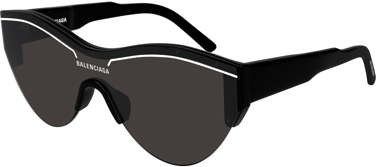 BALENCIAGA: Noir Lunettes de Soleil Ski Cat Noir - 1