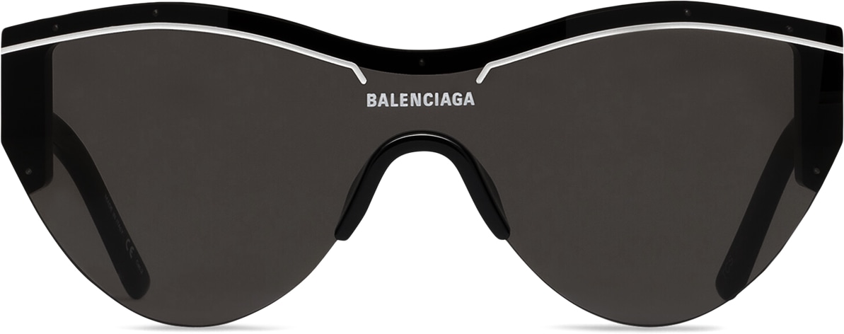 BALENCIAGA: Noir Lunettes de Soleil Ski Cat Noir - 2