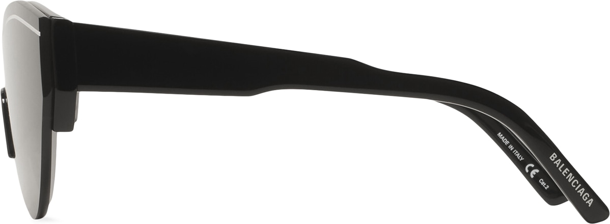 BALENCIAGA: Black Ski Cat Sunglasses - 3
