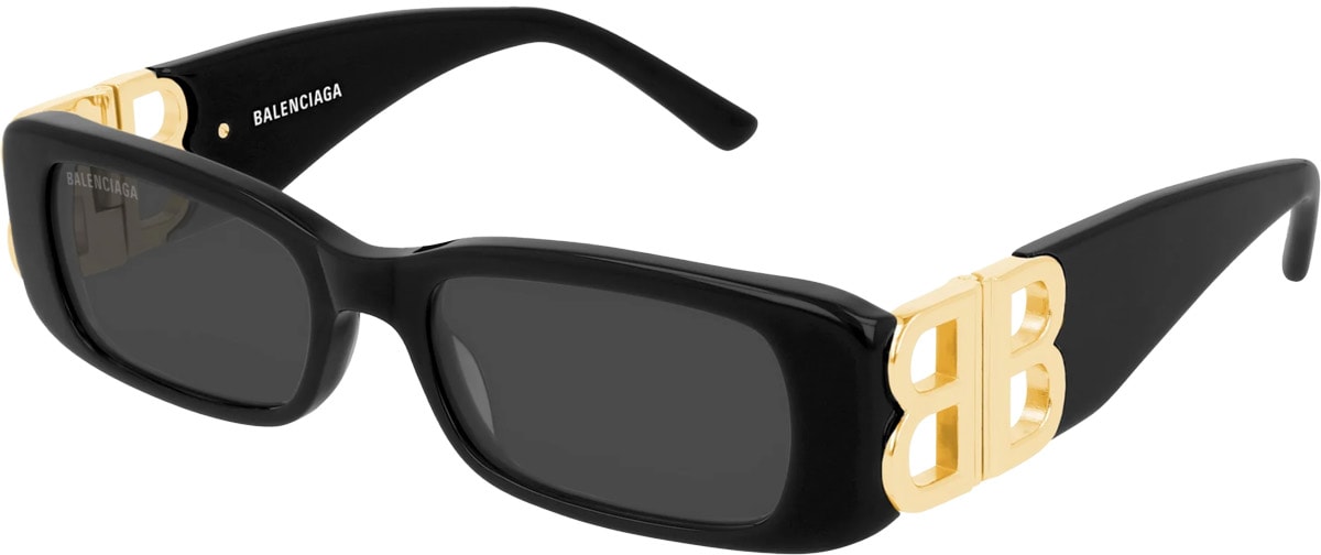 BALENCIAGA: Noir Lunettes de soleil rectangulaires Dynasty Noir - 1