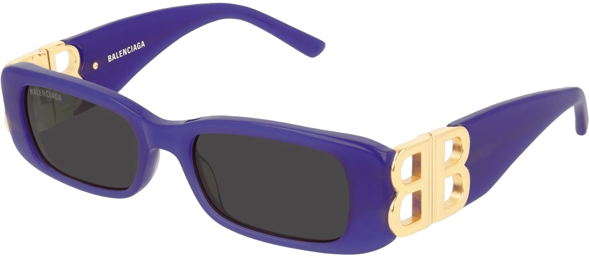 BALENCIAGA: Purple Dynasty Rectangle Sunglasses - 1