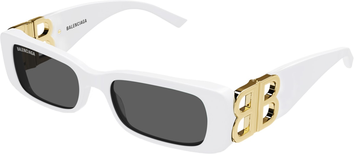 BALENCIAGA: White Dynasty Rectangle Sunglasses - 1