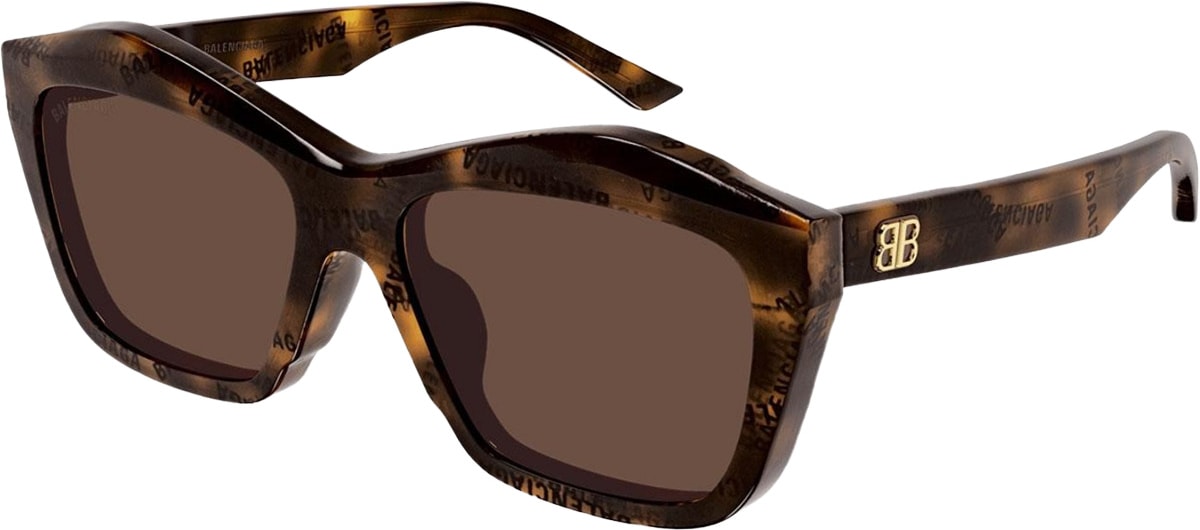 BALENCIAGA: Brown Power Rectangle Sunglasses - 1