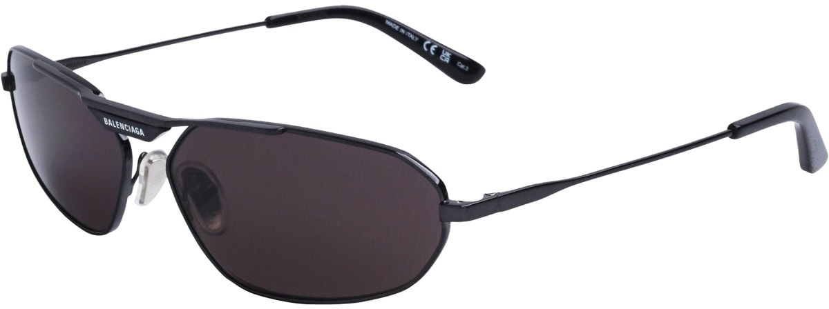 BALENCIAGA: Grey Tag 2.0 Oval Sunglasses - 1