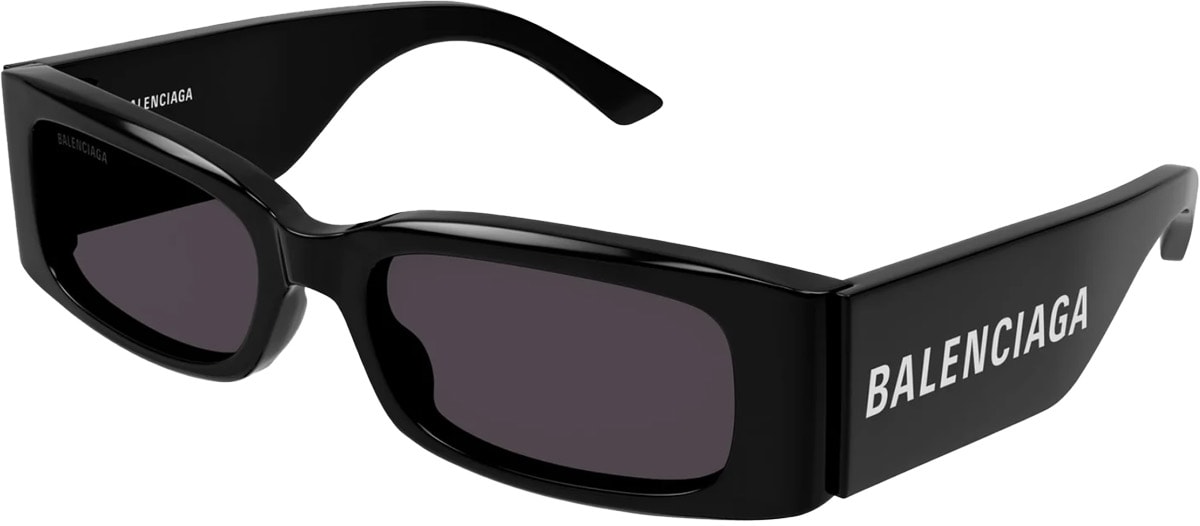 BALENCIAGA: Noir Lunettes de soleil rectangulaires de tous les jours Noir - 1