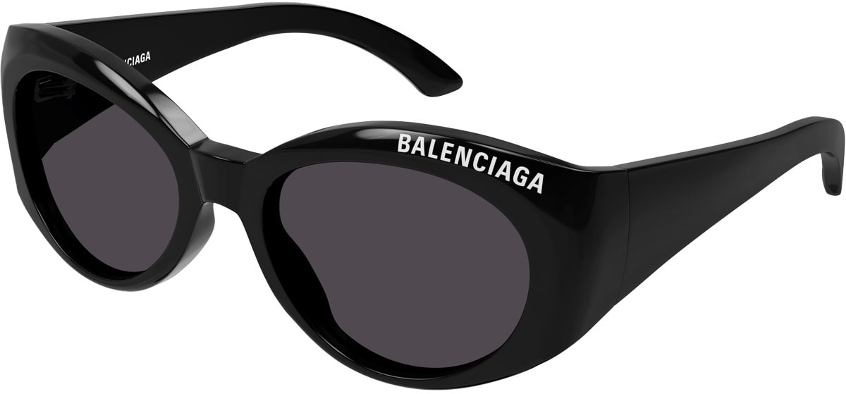 BALENCIAGA: Black Everyday Oval Sunglasses - 1