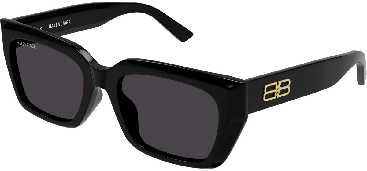 BALENCIAGA: Black Rectangle Sunglasses - 1