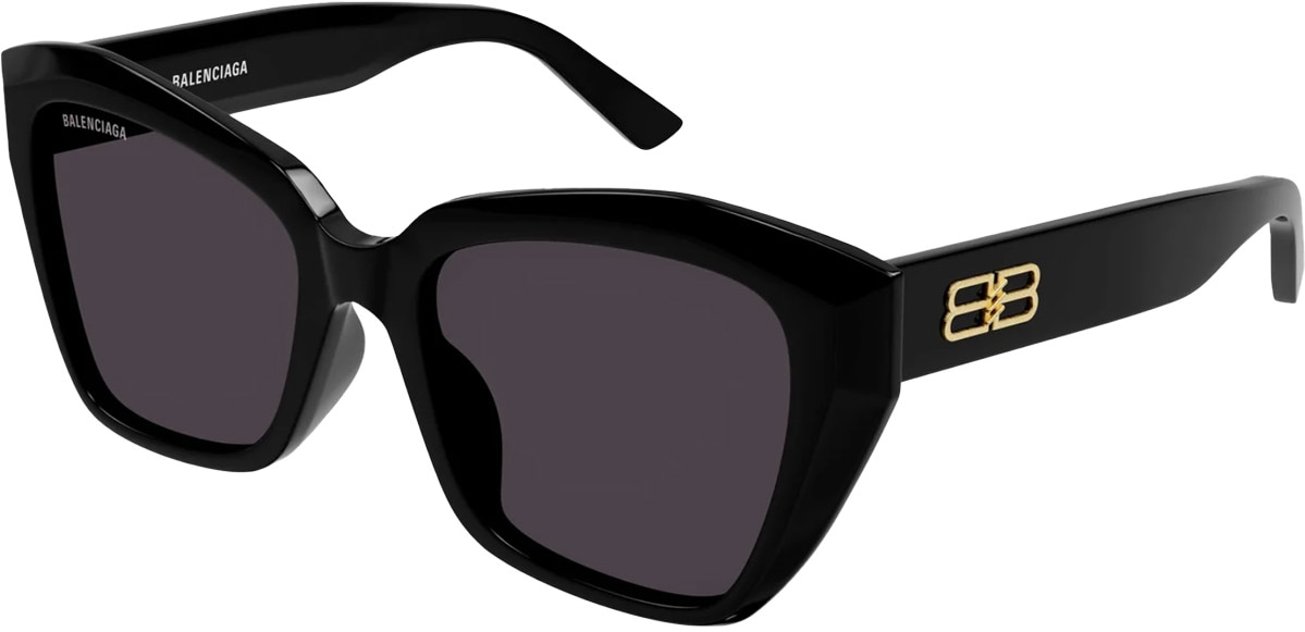 BALENCIAGA: Noir Lunettes de soleil œil de chat Noir - 1