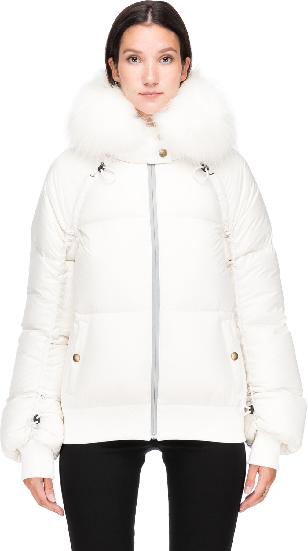 Mr & Mrs Italy: White Nylon Down Padded Bomber - 1