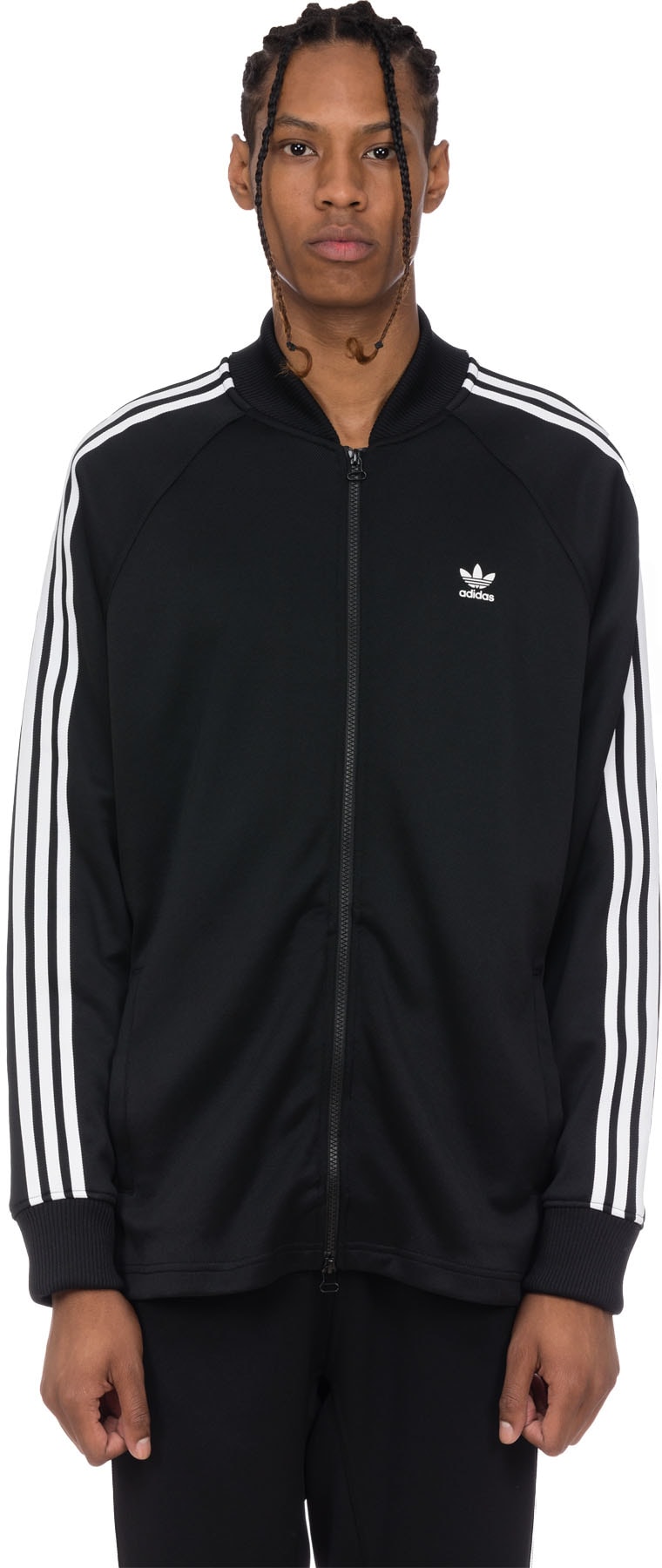 adidas Originals: Black Fashion Three Stripes Track Jacket - 1