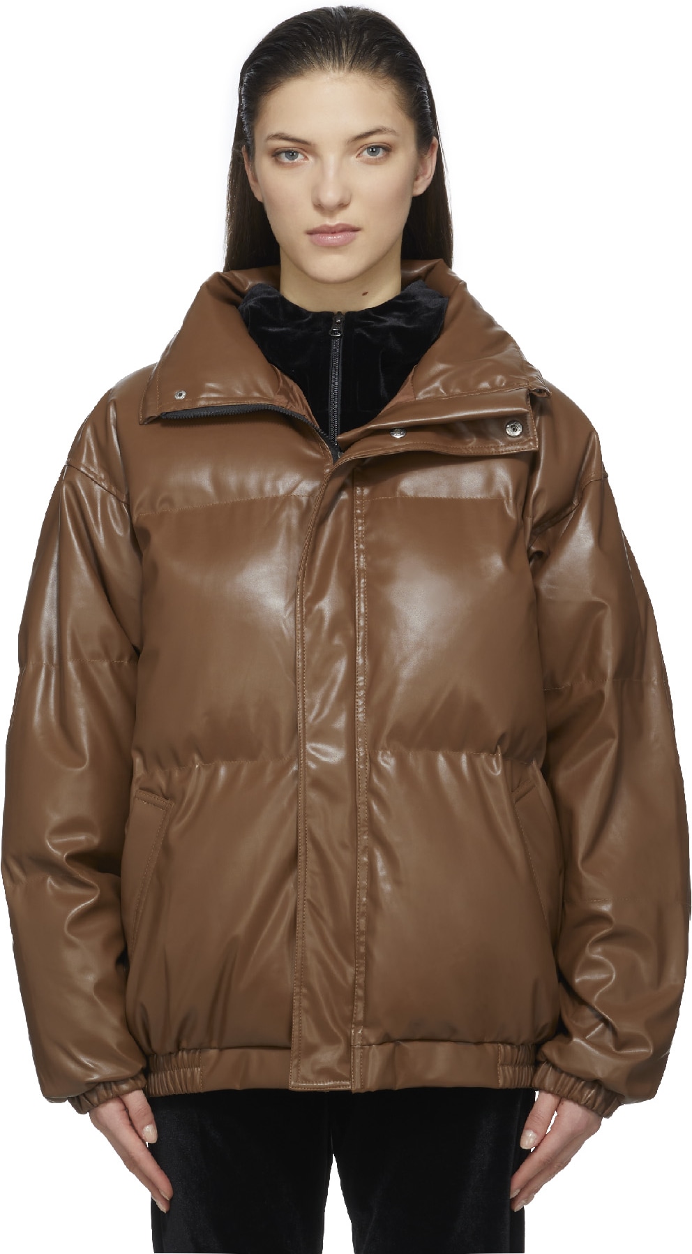 influenceu: Brun Blouson Aviateur Puffer Brun - 1