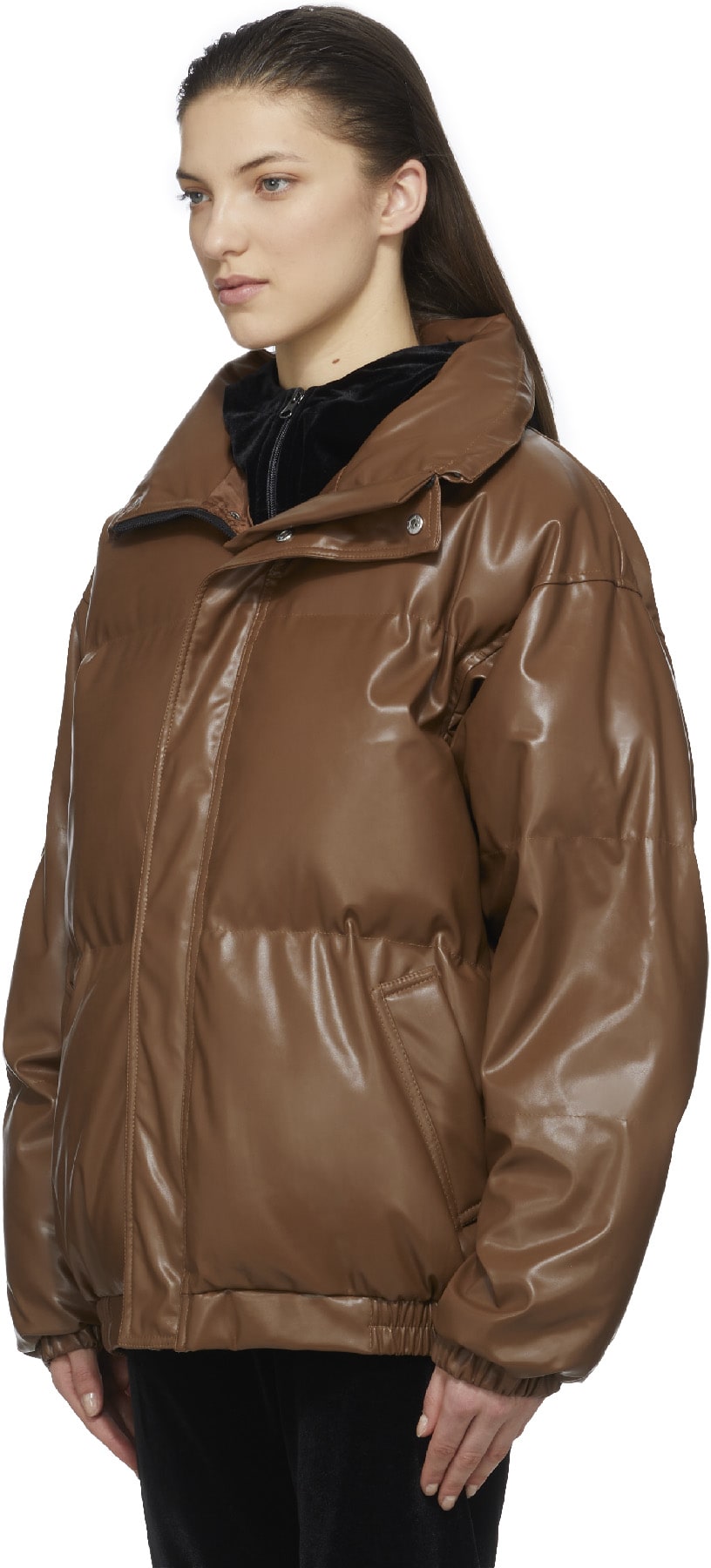 influenceu: Brun Blouson Aviateur Puffer Brun - 2