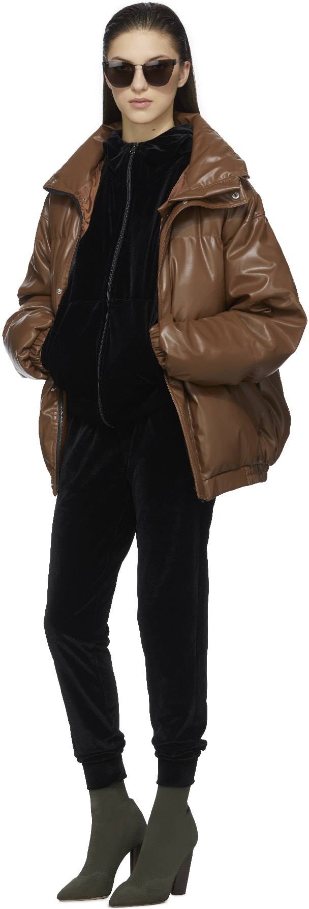 influenceu: Brun Blouson Aviateur Puffer Brun - 4