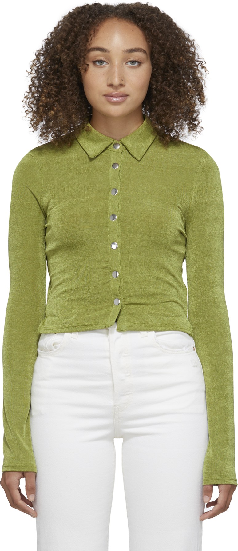 influenceu: Green Snap Shirt - 1