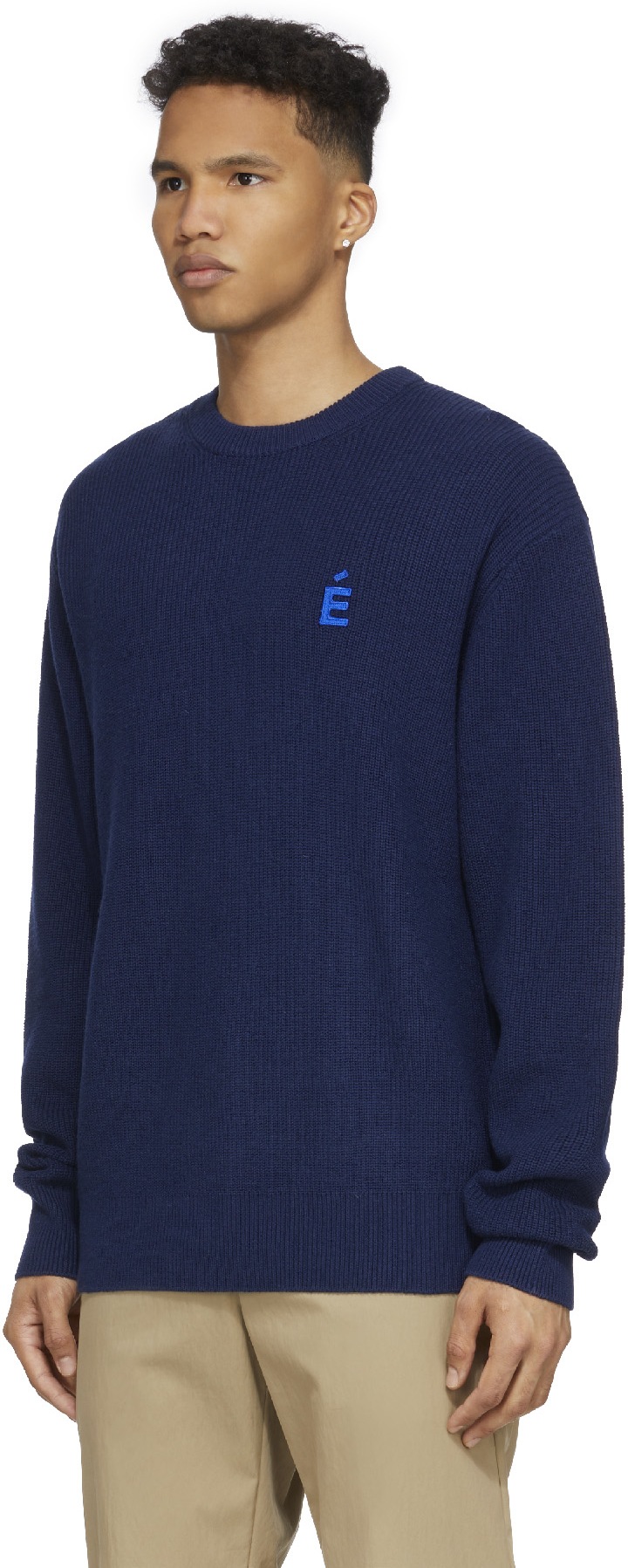 Études: Blue Boris Patch Knit Crew Sweater - 2