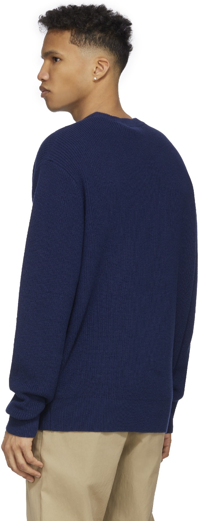 Études: Blue Boris Patch Knit Crew Sweater - 3