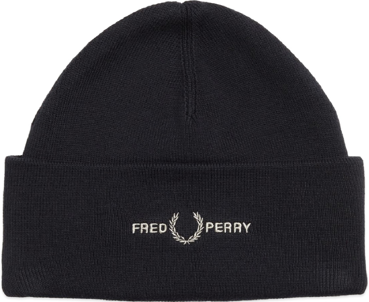 Fred Perry: Black Graphic Beanie - 1