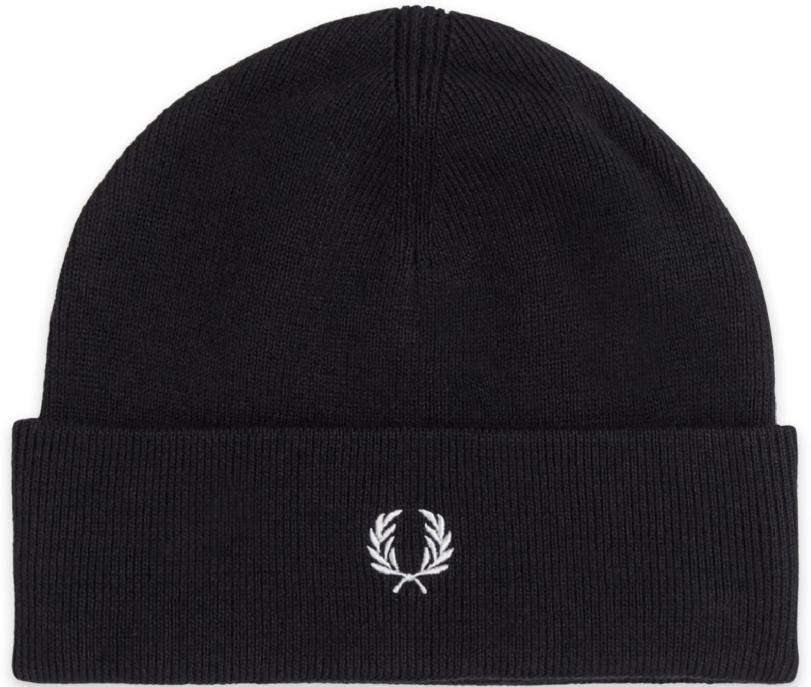 Fred Perry: Noir Bonnet en Tricot Noir - 1