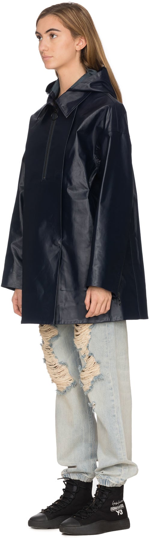 A.P.C.: Blue Oilskin Rain Jacket - 2