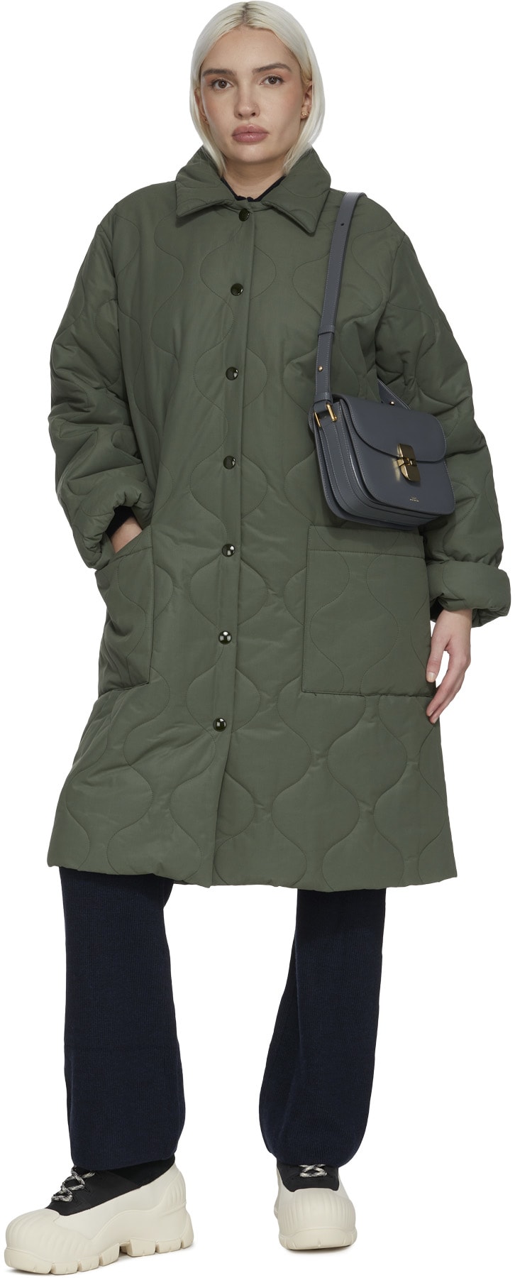 A.P.C.: Green Sarah Long Coat - 4