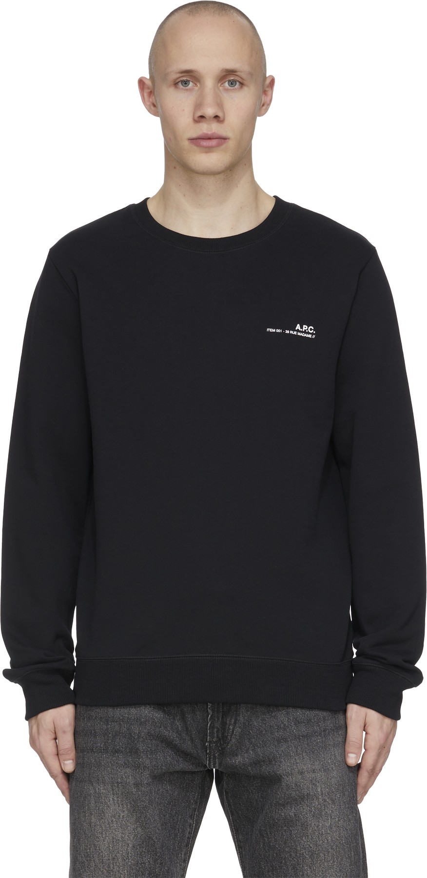 A.P.C.: Black Item Crew Sweater - 1