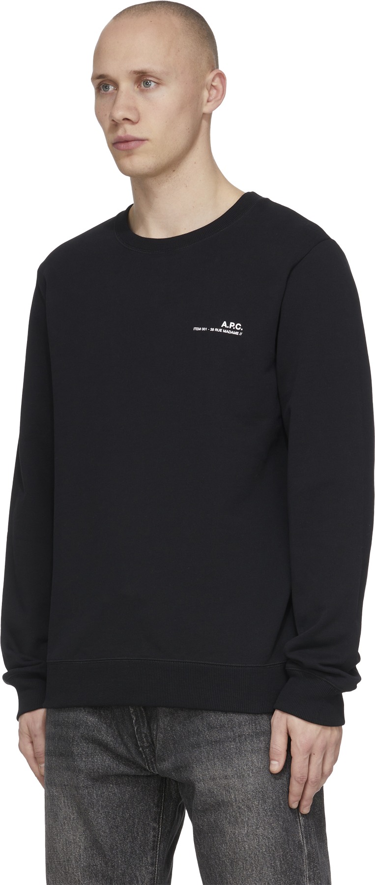 A.P.C.: Black Item Crew Sweater - 2