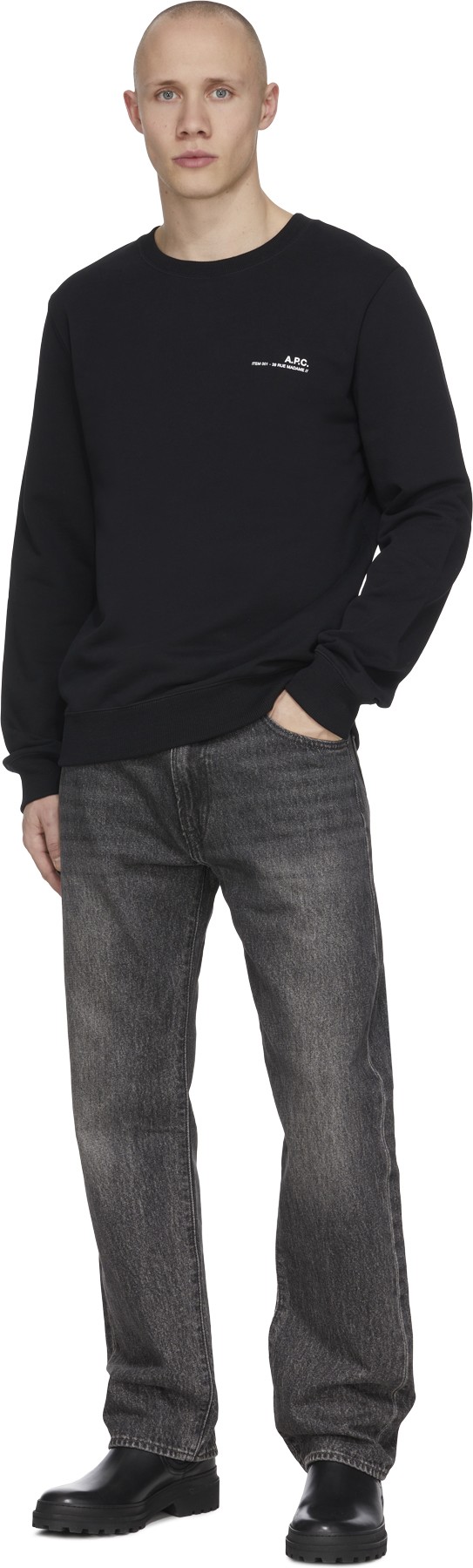 A.P.C.: Black Item Crew Sweater - 4