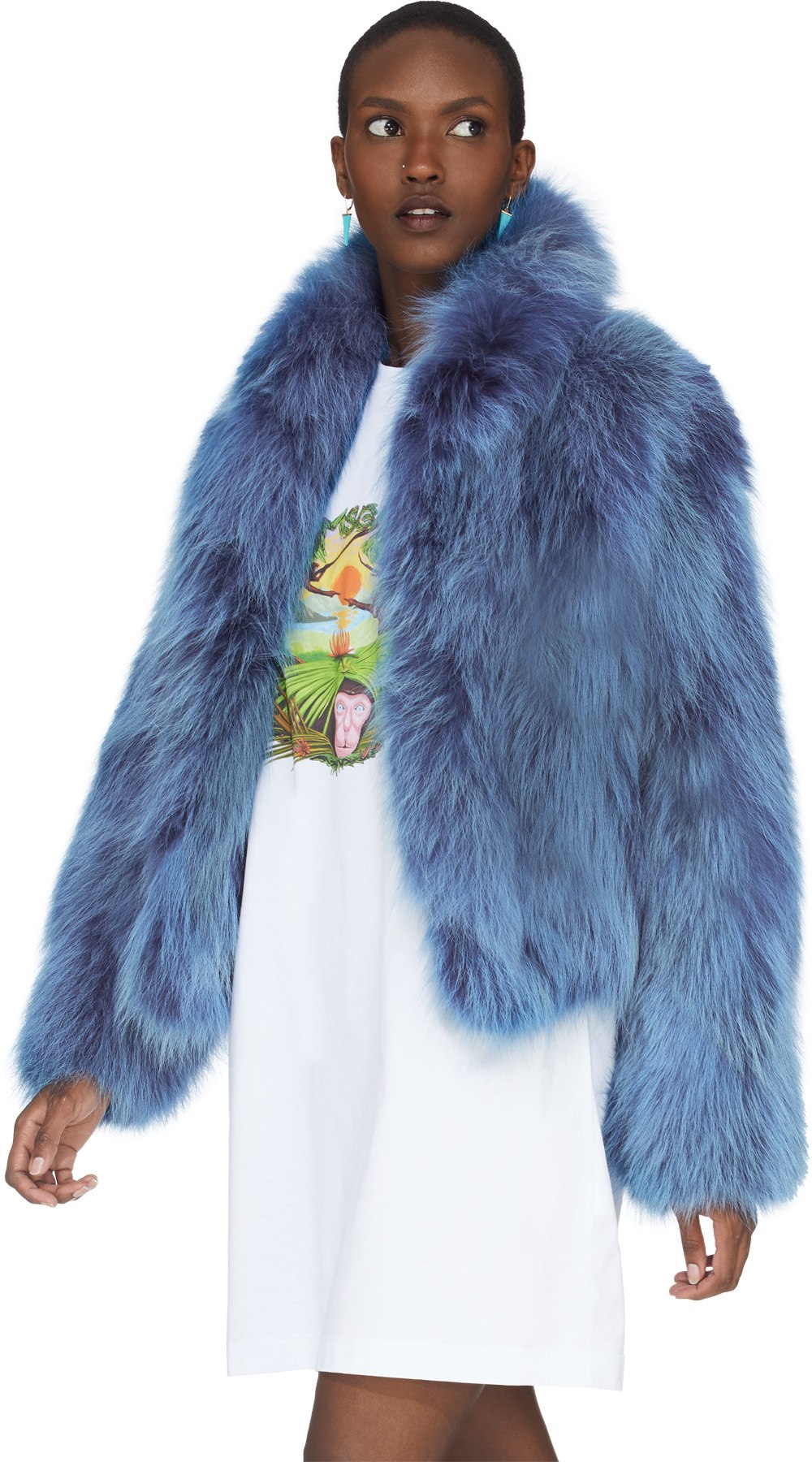 influenceu: Blue Coyote Fur Coat - 4