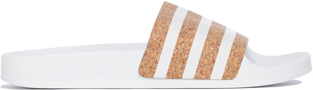 adidas Originals: White Adilette Slides - 1