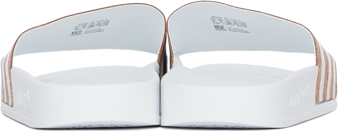 adidas Originals: White Adilette Slides - 5