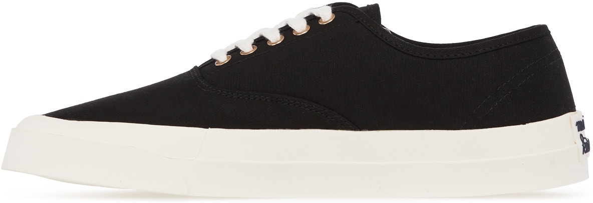 Maison Kitsuné: Black Canvas Laced Sneakers - 2