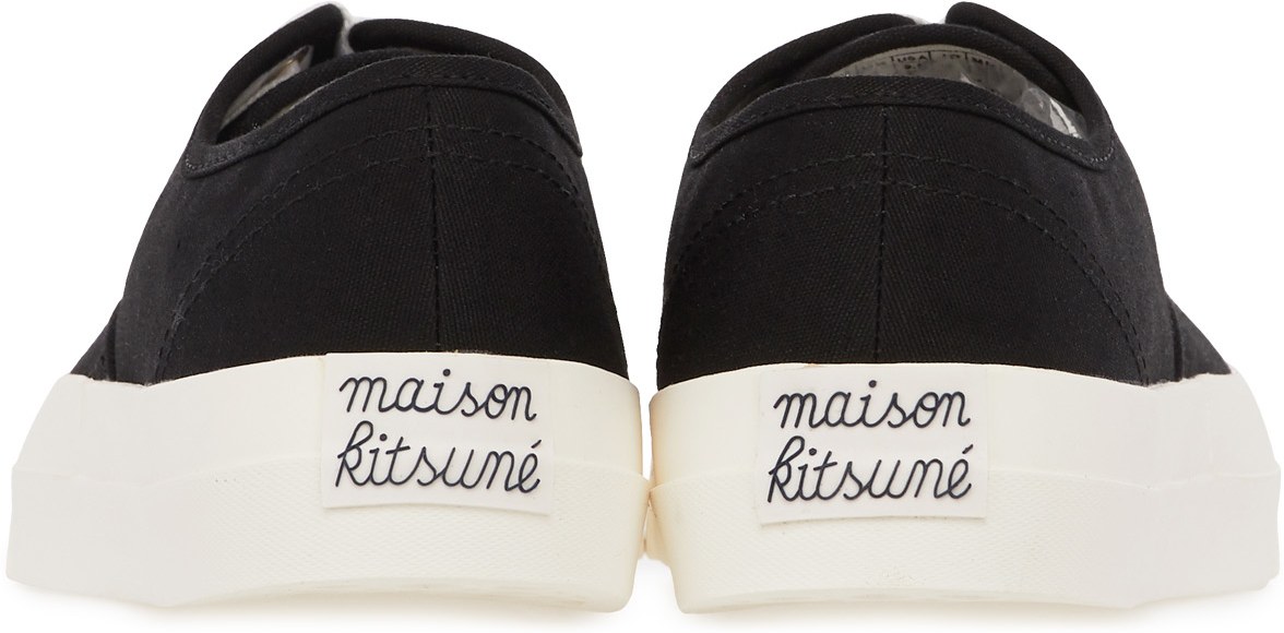 Maison Kitsuné: Black Canvas Laced Sneaker - 5