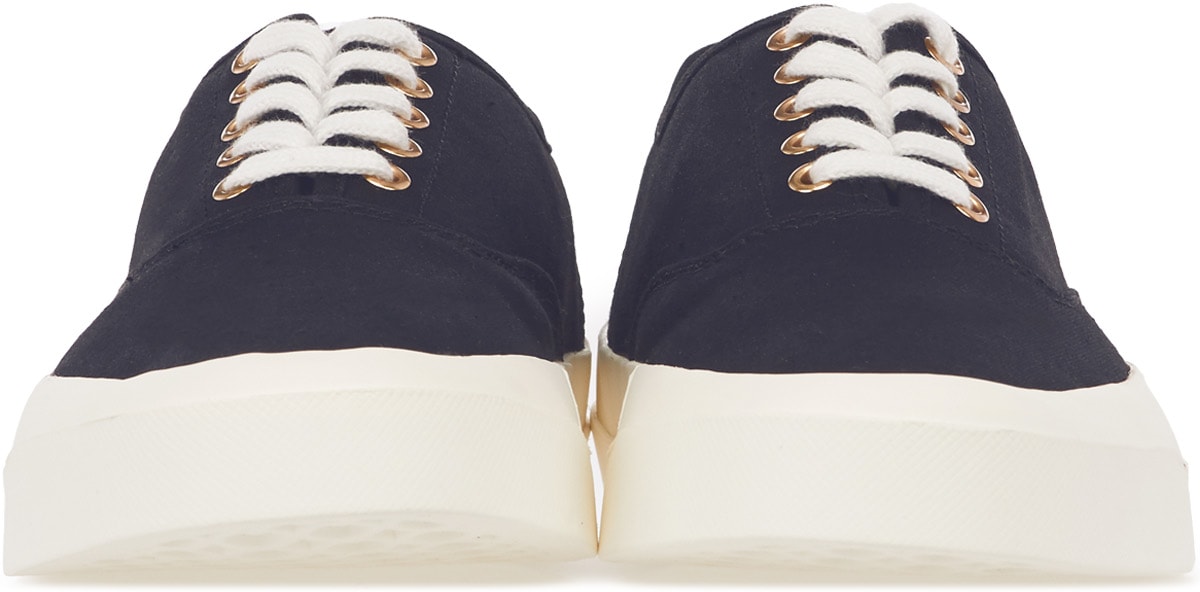 Maison Kitsuné: Blue Canvas Laced Sneakers - 3