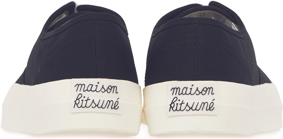 Maison Kitsuné: Blue Canvas Laced Sneakers - 5