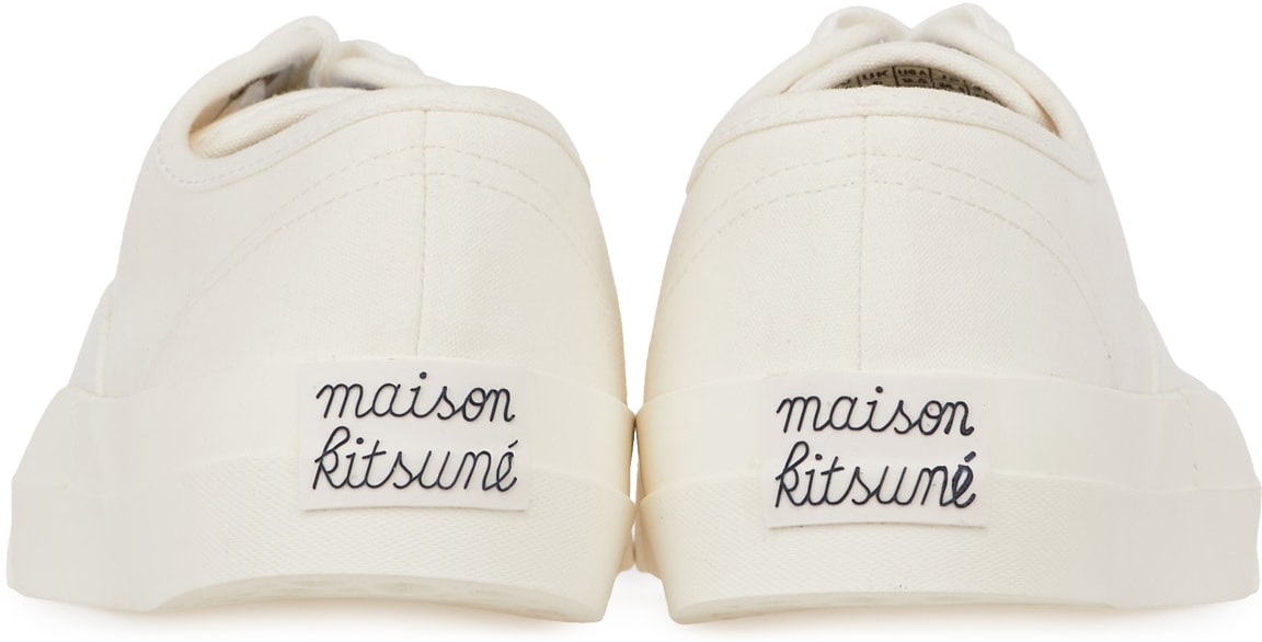 Maison Kitsuné: White Canvas Laced Sneaker - 5