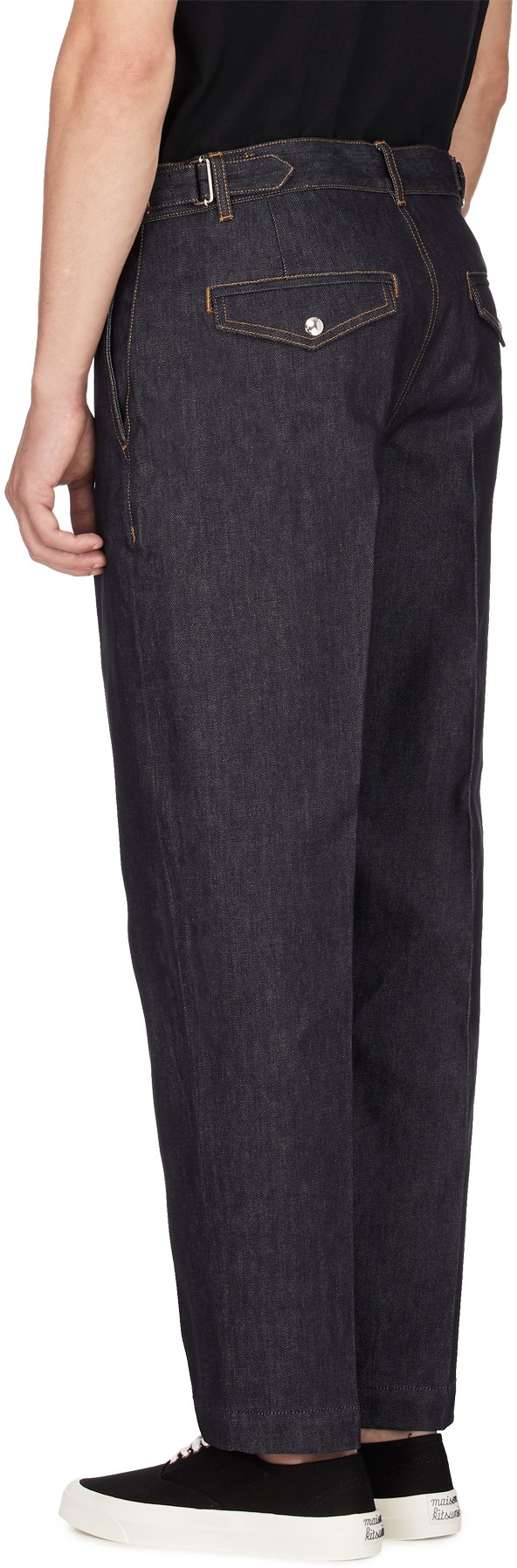 Maison Kitsuné: Blue Cropped Pant - 3
